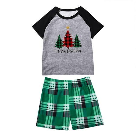 

TUWABEII Kid s Christmas Pajamas Child Plaid Printed Blouse Tops+Pants Xmas Family Matching Set