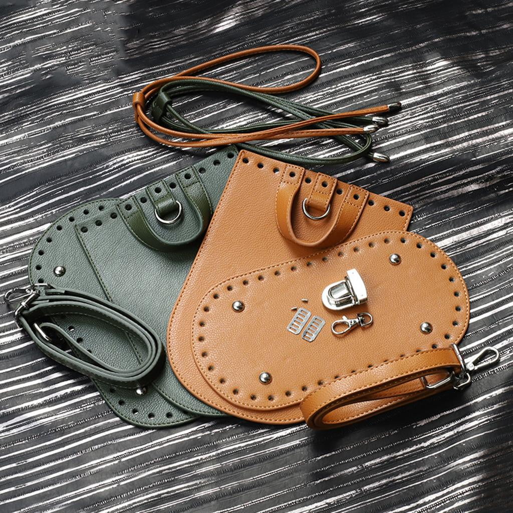 DIY Leather Knitting Bag Bottom Shaper Pad Drawstring Set for Bag Making Parts Brown