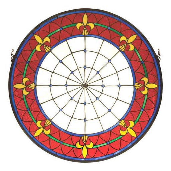 Meyda Lighting 30"W X 30"H Fleur-de-lis Medallion Stained Glass Window