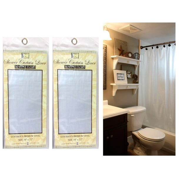 2 Pc Frosted Clear Shower Curtain Liner Vinyl Mildew Repellent