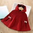 thumbnail image 2 of Chbgutlmr Baby Girls Clothes Toddler Cloaks Kids Ruched Knit Hooded Cloak Solid Color Bowknot Cute Tops, 2 of 8
