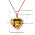 thumbnail image 4 of Gem Stone King 18K Rose Gold Plated Silver Yellow Citrine and White Moissanite Heart Shape Pendant Necklace for Women (1.42 Cttw, Heart 8MM, Gemstone November Birthstone, with 18 inch Chain), 4 of 5