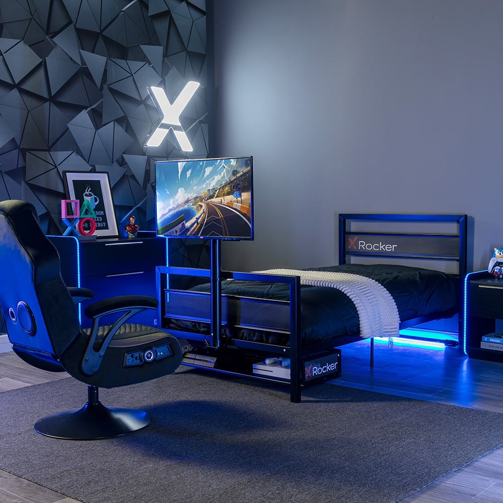 Free Shipping X Rocker Basecamp Gaming Bed with TV Mount and Storage Drawer Black Twin Walmart