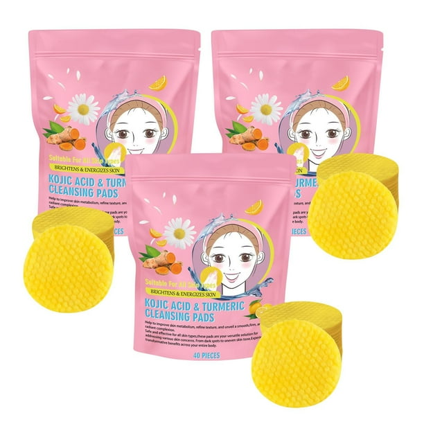 Almohadillas limpiadoras iluminadoras, las almohadillas limpiadoras Kojic ayudan a equilibrar el aceite de la piel y el agua, hidratan y eliminan el exceso de queratina de la piel del cuerpo (40 unida