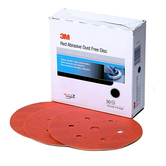 3M Hookit Red Abrasive Disc Dust Free, 01136, 6 in, P800, 50 discs per carton, 6 cartons per case