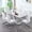White, variant on SUDICA 7-Piece Modern Dining Table Set, 63 inch Gray Faux Marble Table with White MDF Base and 6 PU Chairs
