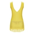 thumbnail image 3 of Aislor Kids Girls Sparkly Rhinestone Tassel Latin Skating Gymnastic Modern Jazz Ballroom Dance Leotard Yellow 10, 3 of 7