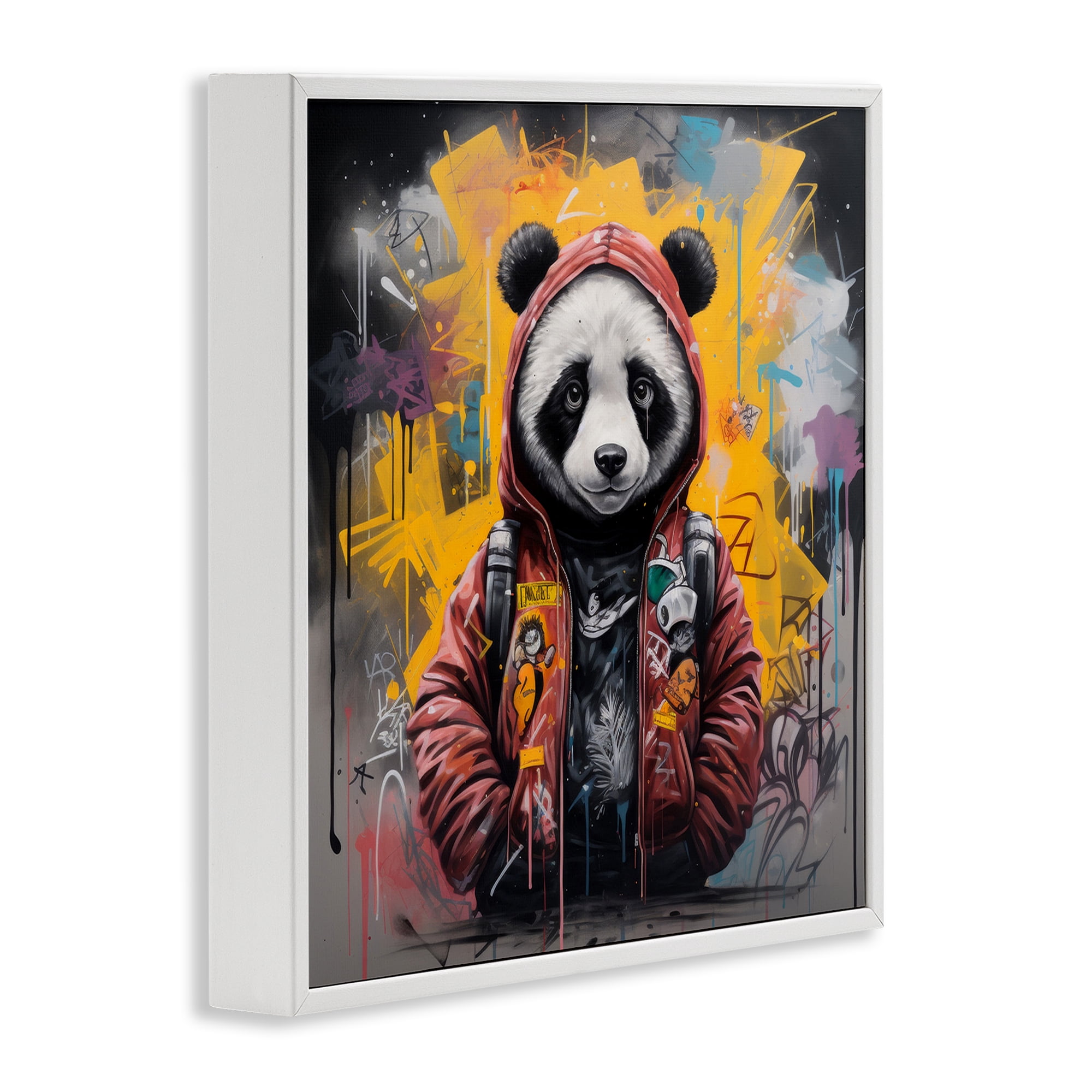 Stupell Industries Urban Graffiti Panda Bear Animals & Insects Painting White Framed Art Print Wall Art, 24 x 24