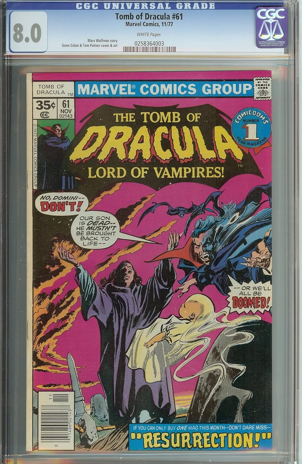 Tomb of Dracula #61 CGC 8.0 Blade Appearance