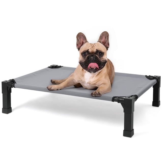 Cama para perros Cooling Elevated Heeyoo, 19 x 19 pulgadas, malla gris