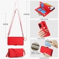 thumbnail image 6 of ELEHOLD For Samsung Galaxy Note 20 Ultra Phone Case Leather Crossbody Zipper Card Wallet Flip Case Kickstand Cover, with Ring Holder,Full Body Protection-Red, 6 of 7