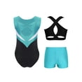 thumbnail image 5 of Hansber Girls Kids Gymnastics Outfits Sleeveless Crop Top Ballet Leotard with Shorts Set for Dance Class Blue Green 10, 5 of 6