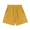 thumbnail image 4 of Fancifize Summer Clearance Womens Linen Casual Shorts Elastic Waisted Cotton Shorts Pockets Summer Wide Leg Beach Shorts Soft Summer Casual Short Pants, 4 of 4
