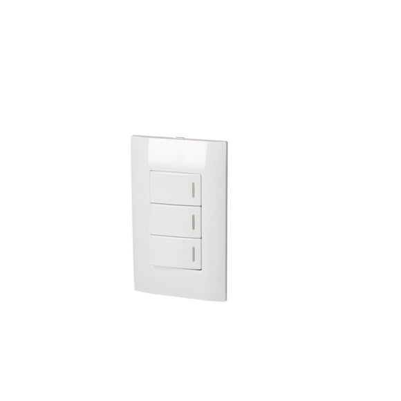Placa Con 3 Interruptores Sencillos Blanco P423B Surtek SURTEK P423B
