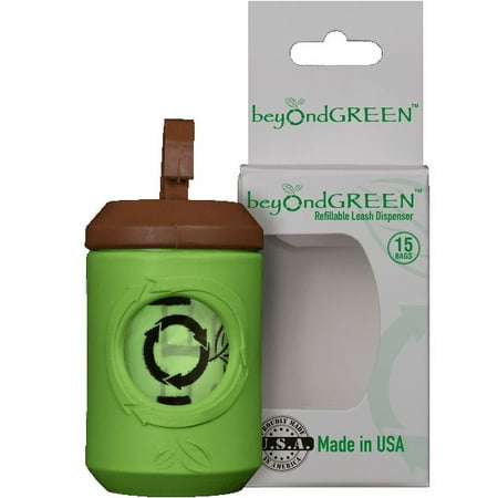 UPC: 0019962998096 | beyondGREEN Recycled-Plastic Leash Dispenser for Dog Poop Waste Bags -1 Roll of 15 Green Bags Included – 9 x 12”