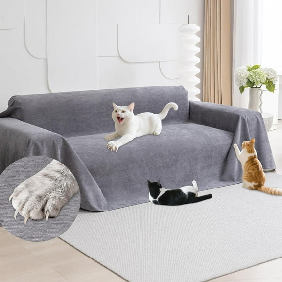 Cat Scratch Furniture Protector AntiSlip Waterproof Sofa Cover To Keep Cats Off PetFriendly Couch Protectors For 3 Cushion Couch Gray AntiScratch Couch Cover For Pets And 118X71