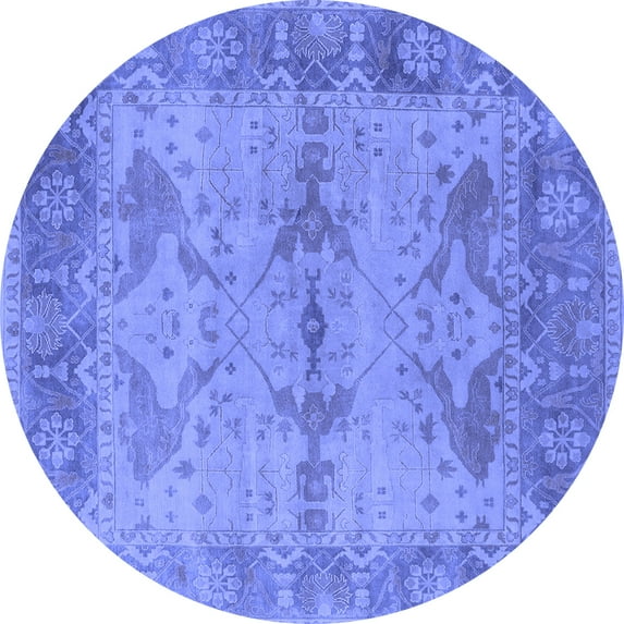 Ahgly Company Indoor Round Oriental Blue Industrial Area Rugs, 5' Round