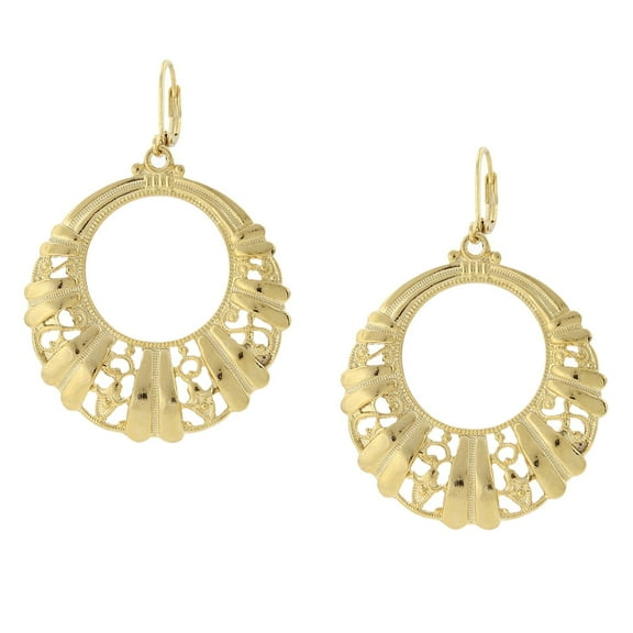 2028 Jewelry Art Deco Inspired Filigree Front Face Hoop Earrings