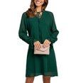 thumbnail image 3 of VISgogo Vestido Corto Mujer, Color Sólido Escote en V Manga Larga Amarre Volante Suelto Una Pieza para Primavera Otoño, S/M/L/XL VISgogo moda, 3 of 9