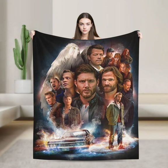 Supernatural Flannel Blanket Funny Ultra-Soft Micro Warm Throw Blanket For Boys Girls Young Adults, Warm Flannel Blanket For Living Room Bedroom Couch Bed 60"X50"