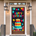 thumbnail image 6 of Colorful Birthday Themed Backdrop Banner with Cake Balloons and Stars Happy Birthday Party Supplies Photography Props Decorations Birthday Decoration, 6 of 7