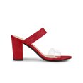 thumbnail image 3 of BLISSFUL STEP Mules à Talons Blocs à Double Bride Transparente pour Femmes, Sandales à Enfiler Rouges 8, 3 of 6