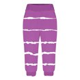 thumbnail image 3 of Scyoekwg Capris for Women Casual Summer Mid Waist Lightweight Capris Joggers Workout Athletic Yoga Pants Striped Print Ladies Capris Pants (Purple,XXL), 3 of 6