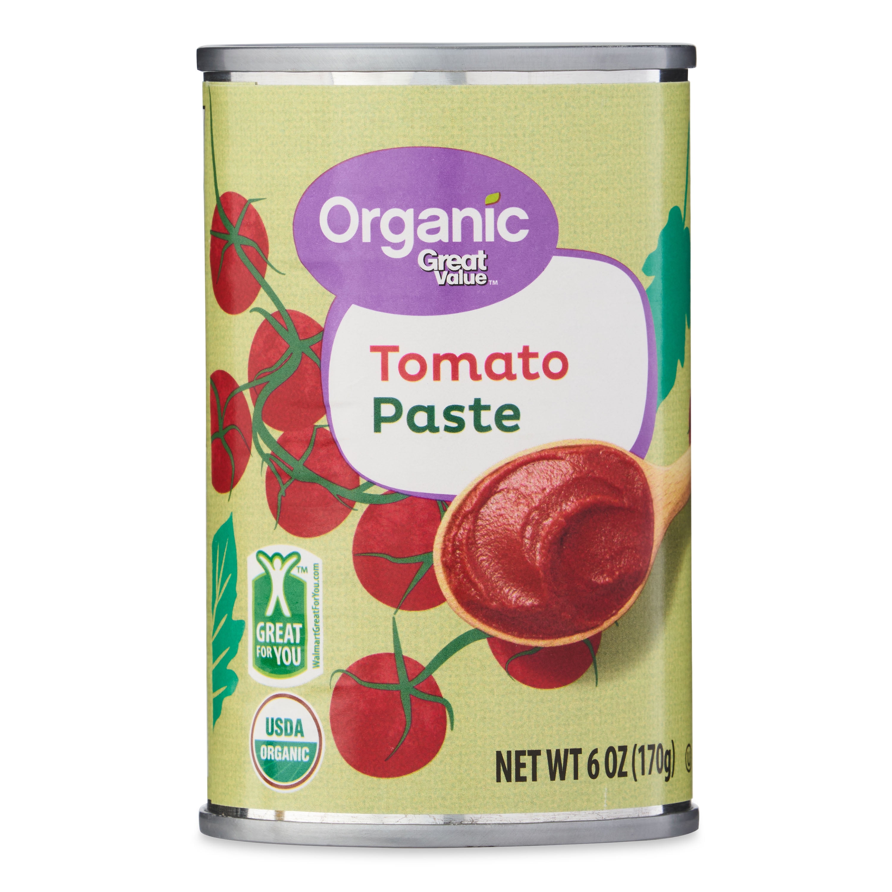 Great Value Organic Tomato Paste, 6 oz Can