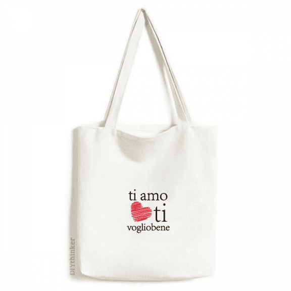 Italian Vogliobene I Love You Text Tote Canvas Bag Shopping Satchel Casual Handbag