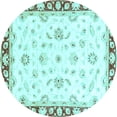 thumbnail image 1 of Ahgly Company Indoor Round Oriental Light Blue Traditional Area Rugs, 3' Round, 1 of 4