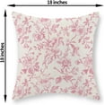 thumbnail image 6 of Pink Floral Pillow Covers 18x18 Set of 2 Pink and Cream Chinoiserie Floral Decorative Throw Pillows Vintage Rustic Toile Flower Pillow Cases Outdoor Decor Linen Cushion Covers for Couch Sofa, 6 of 7