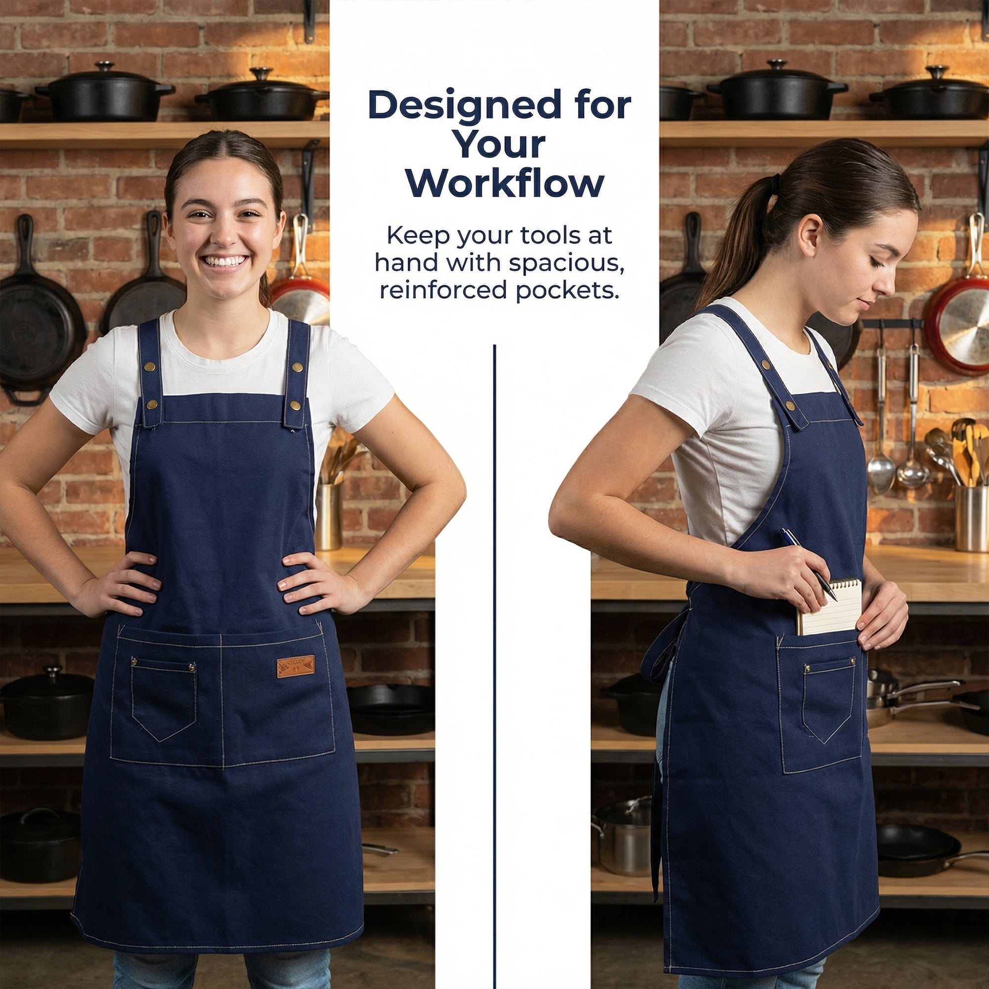 Unique Bargains Adjustable Long Waist Cooking Apron with Pocket for Home 26.4x29.5in Blue