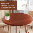 thumbnail image 5 of Round Table Cover 55-60 Inch Ombre Brick Red Waterproof Reusable Table Cloth Round Fitted Vinyl Tablecloth with Elastic Edged for Parties Outdoors, Solid Color Gradient Minimalist Modern, 5 of 9