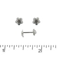 thumbnail image 2 of 18K Solid White Gold Satin Finish Star Covered Screwback Earrings, 2 of 3