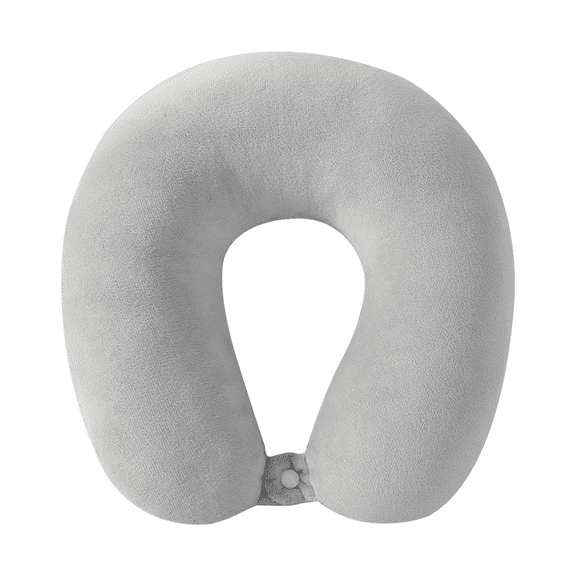 100% Pure Memory Foam Travel Neck Pillow - Washable Cover (Grey)