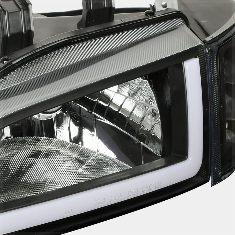 Black *LED CORNER SIGNAL+LIGHT BAR DRL* Headlight for 92-95 Honda