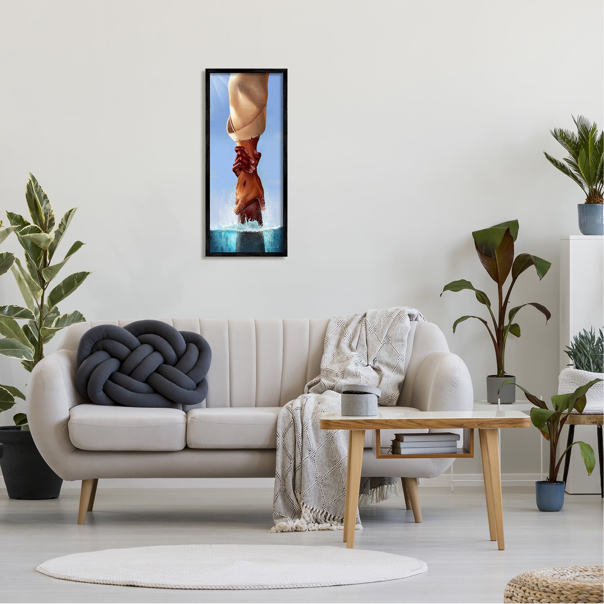 Stupell Jesus Holding On Spiritual Hands Religious Painting Black Framed Art Print Wall Art
