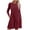 Wine, variant on fatyb Womens Casual Knit Short Dresses Long Sleeve A-Line Dresses Crew Neck Knee Length Dress with Pockets
