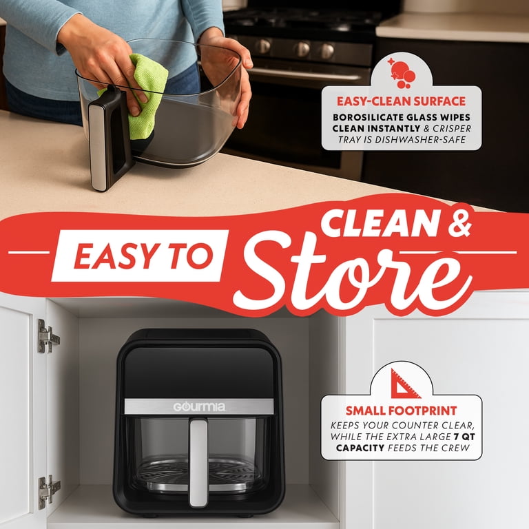 Gourmia 7-Quart Digital Air Fryer with Glass Basket and 12-One