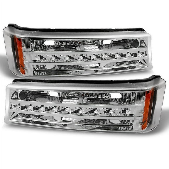 AKKON - For Chevy Silverado 1500 2500 3500 Avalanche LED Bumper Lights Turn Signal Lamps Chrome