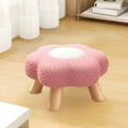 thumbnail image 5 of kkbbma under $5 Small Footstool, Flower Shape Wood Ottoman Stool, Sofa Tea Stool, Velvet Padded Shoes Bench, Footrest Stepstool, Padded Seat Wooden Legs, for Bedroom, 5 of 6