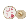 thumbnail image 1 of cat fish wool ball Round Metal Golden Pin Brooch Clip, 1 of 3
