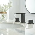 thumbnail image 3 of BWE Waterfall Widespread Bathroom Faucet Oil Rubbed Bronze 3 Holes with Pop Up Drain Stopper with Overflow and Supply Line Lead-Free 2-Handle Bath Lavatory Vanity Sink Mixer Tap Square, 3 of 23