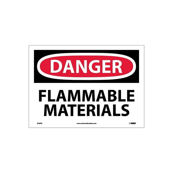 National Marker Danger Labels; Flammable Materials 10" x 14" Adhesive Vinyl D39PB