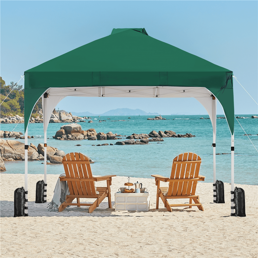 Renwick Instant Pop-up Canopy with Roller Bag & Sandbags, Dark Green
