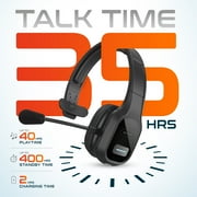 سماعة كمبيوتر لاسلكية Delton 20X مع دونجل USB، سماعة بلوتوث Trucker مع ميكروفون لإلغاء الضوضاء، وقت التحدث 35 ساعة، سماعة رأس أحادية للكمبيوتر والهاتف والسائقين والمكتب ومركز الاتصال - أسود
