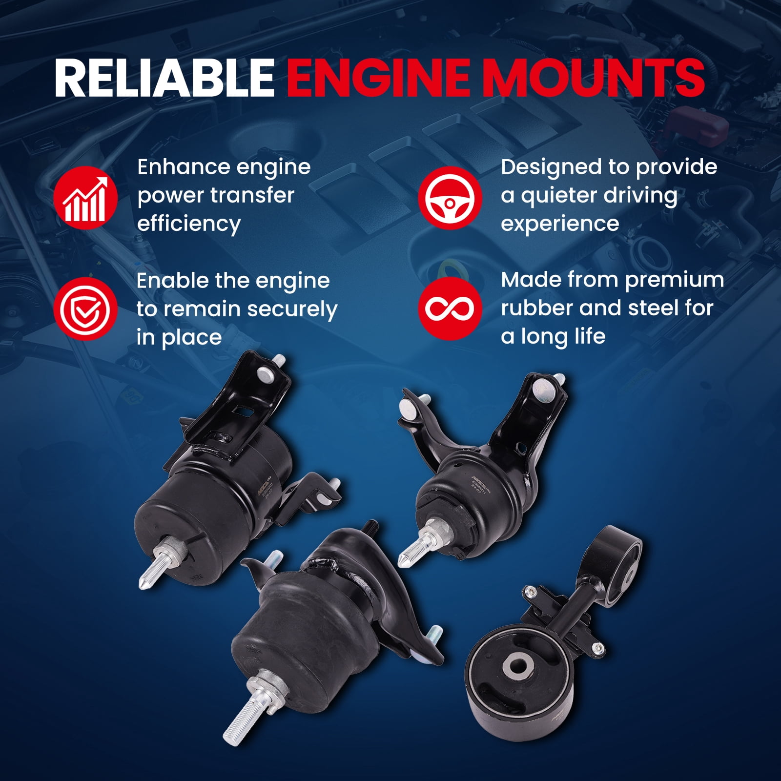 MOCA AUTOPARTS Engine Motor and Transmission Mount Kit Fit for 2002-2006 Toyota Camry 2.4L w/Auto Trans