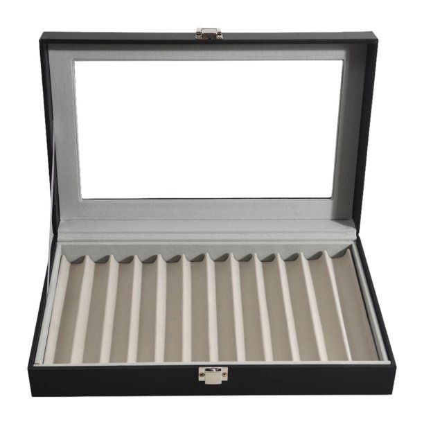 Caja de almacenamiento de la pluma Caso de recolección de la pluma Premio Caso de colección de coleccionistas de joyería multipropósito para regalo de 12 cuadrículas