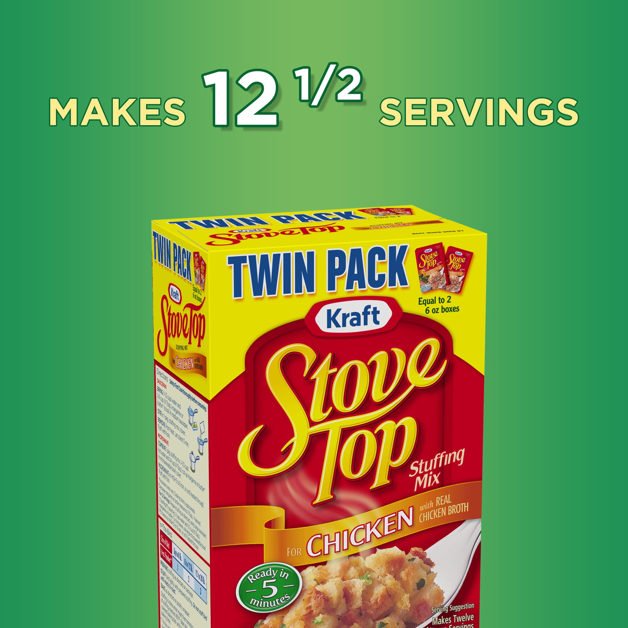 (6 pack) Stove Top Stuffing Mix for Chicken Twin Pack, 12 oz Box