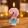 thumbnail image 5 of Pink Number Candle with Rainbow Decoration, Colorful Cartoon Birthday Cake Topper, Creative Party Supplies for Celebration, Anniversary Ornament, Number 2, 5 of 6